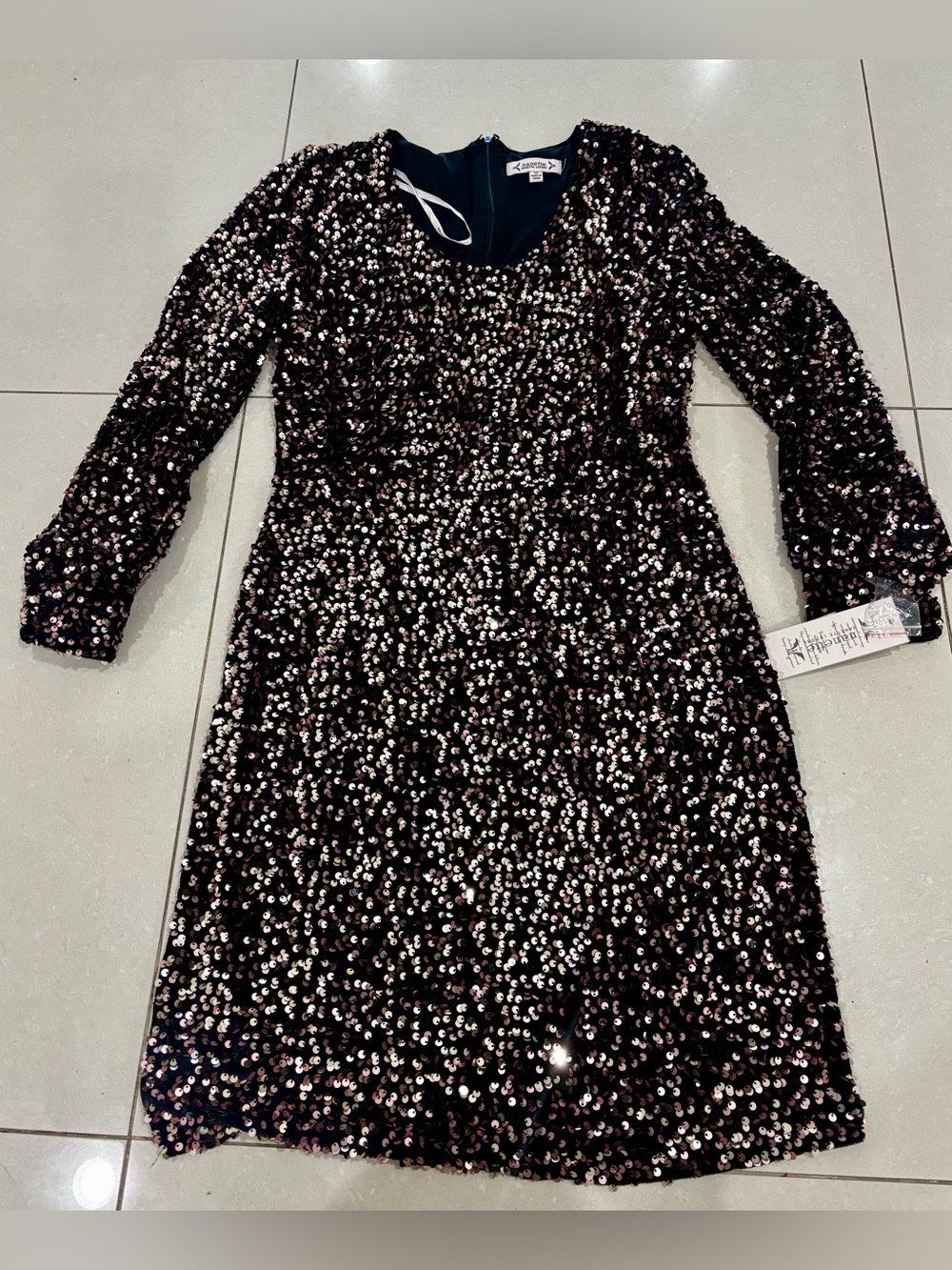 Nanette Lepore Black Sequin Long Sleeve Girls' Dress
